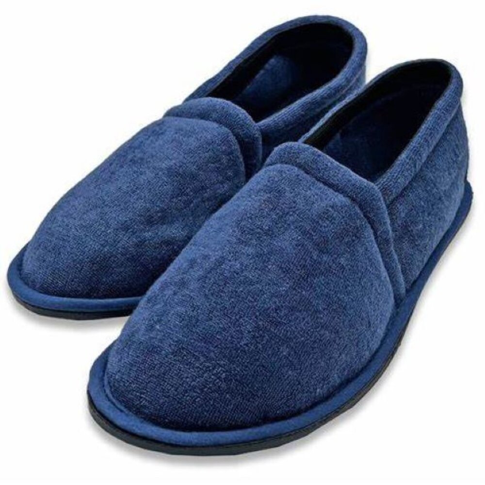 Men's Cotton Terry Slip On Slippers. Blue. Size Large (11-12) New in Package.